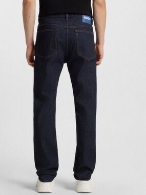 Hugo Boss Men’s Ash Slim Fit Dark Blue Raw Look Stretch Denim Jeans Size 31-34